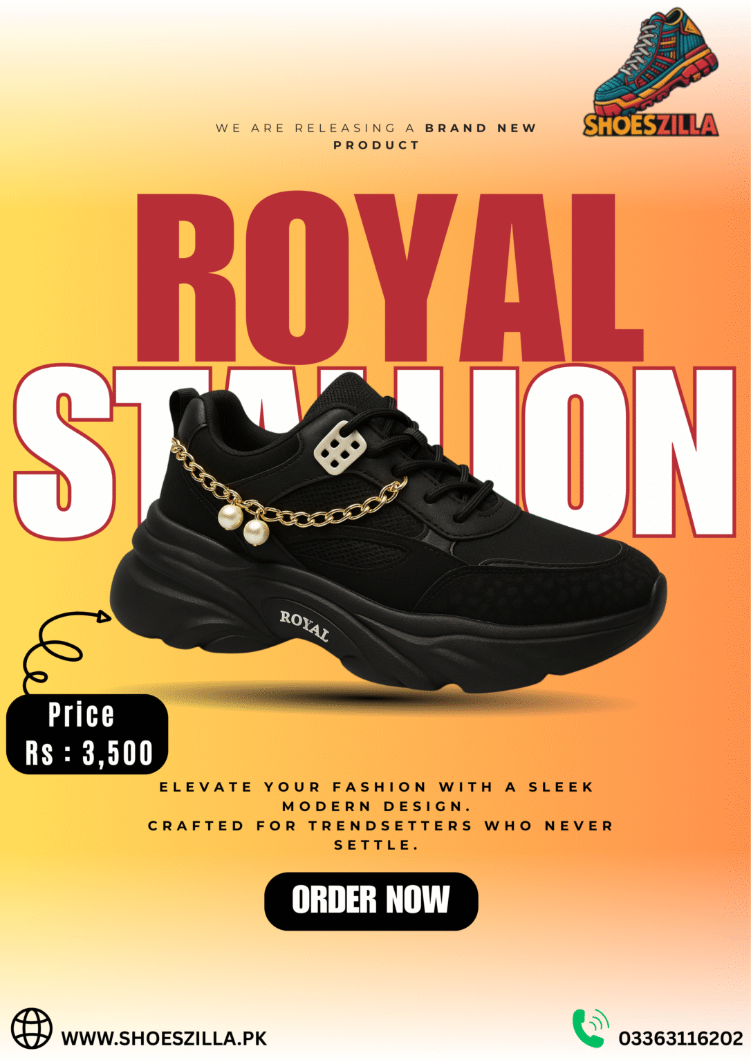 White and Red Modern Sneaker Launch Poster